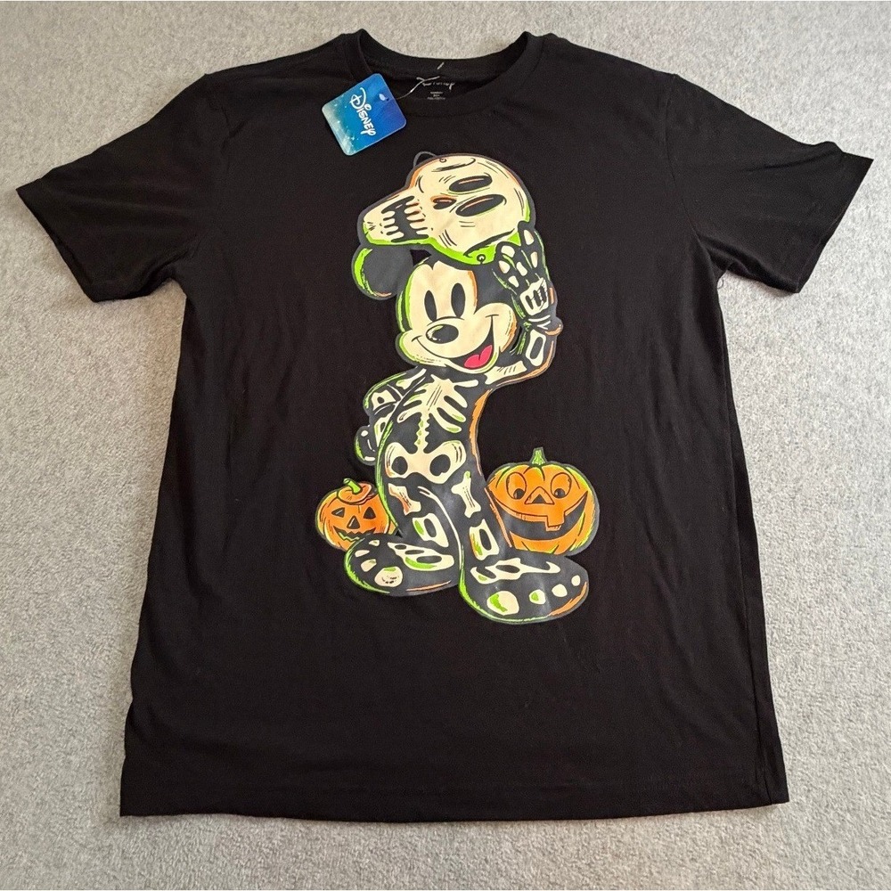 Disney Mickey Mouse Tee S Black Neon Graphic Short Sleeve S